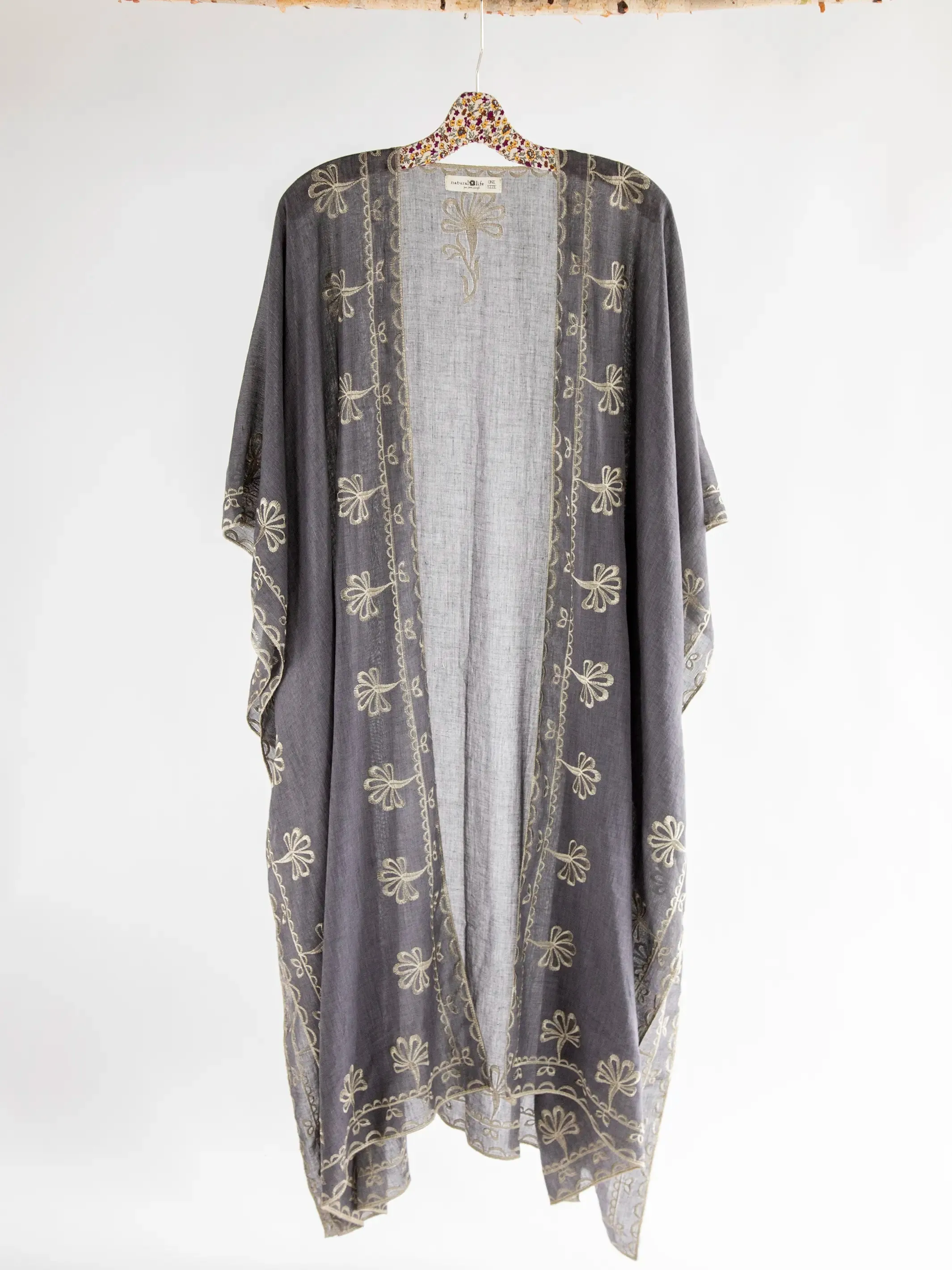 Jamie Embroidered Duster - Charcoal