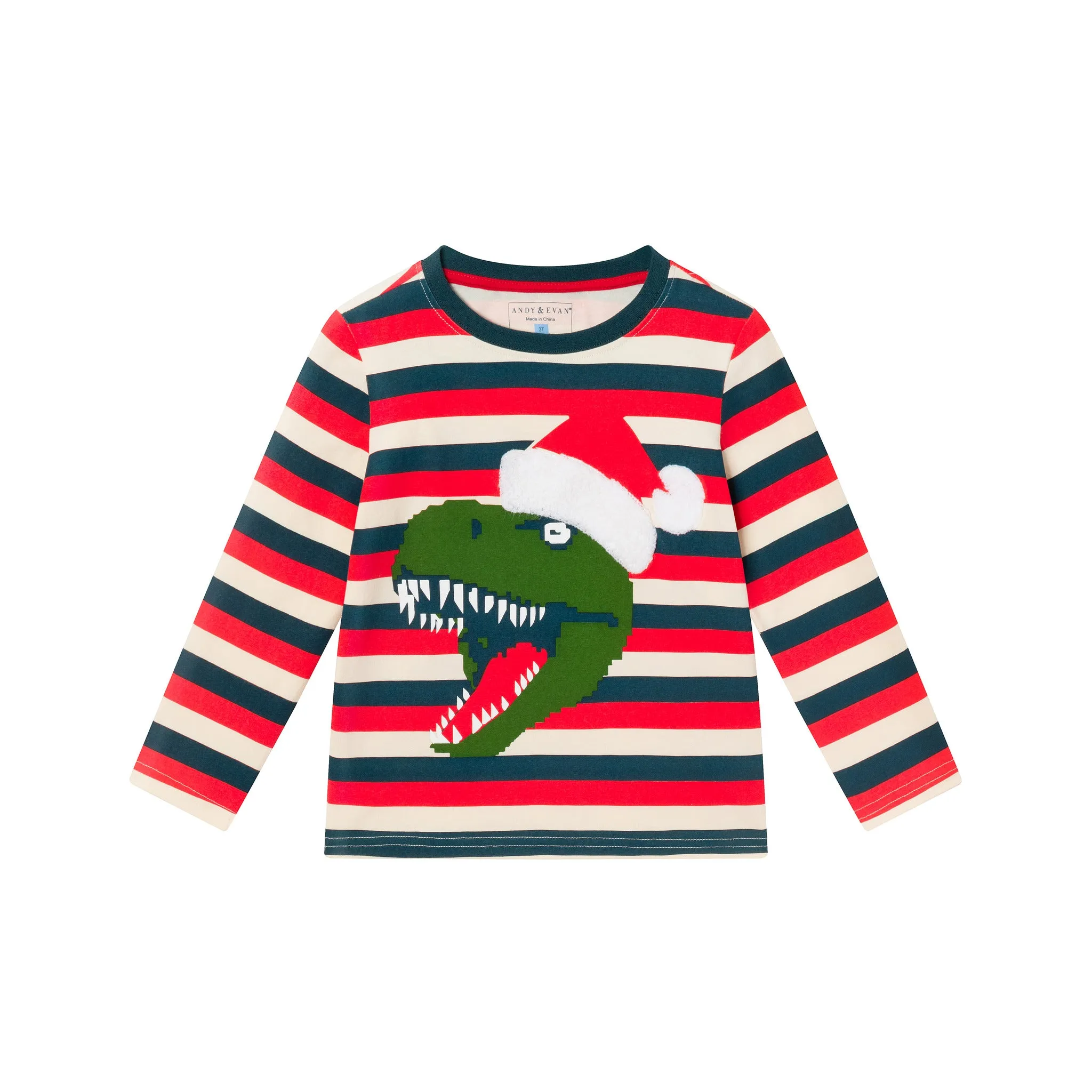 Kids Multicolor Striped Long Sleeve Tee | Holiday T-Rex