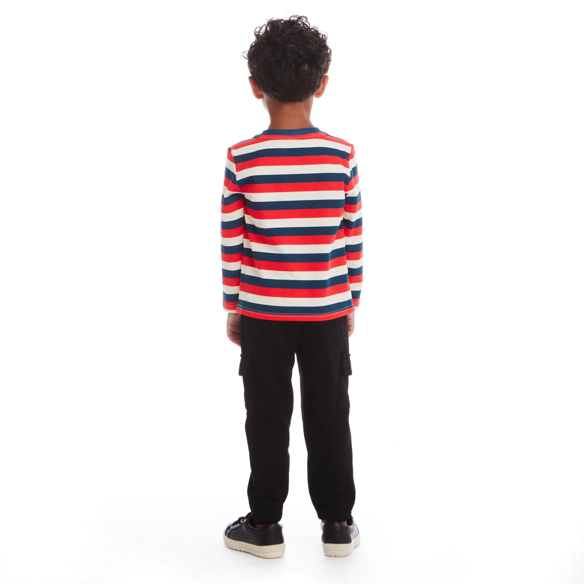 Kids Multicolor Striped Long Sleeve Tee | Holiday T-Rex