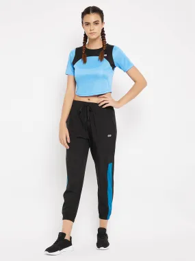 Light Blue Cropped T-Shirt With Yoke Panel