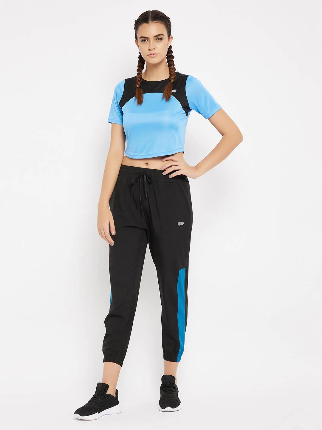 Light Blue Cropped T-Shirt With Yoke Panel