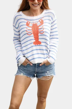 Lobster Striped Crew Cotton
