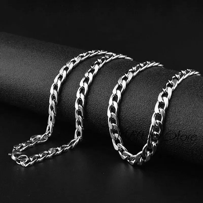 Long Stainless Steel Chain Necklace Hip Hop for Women Men on The Neck Fashion Jewelry Accessories Choker Valentine's Day
