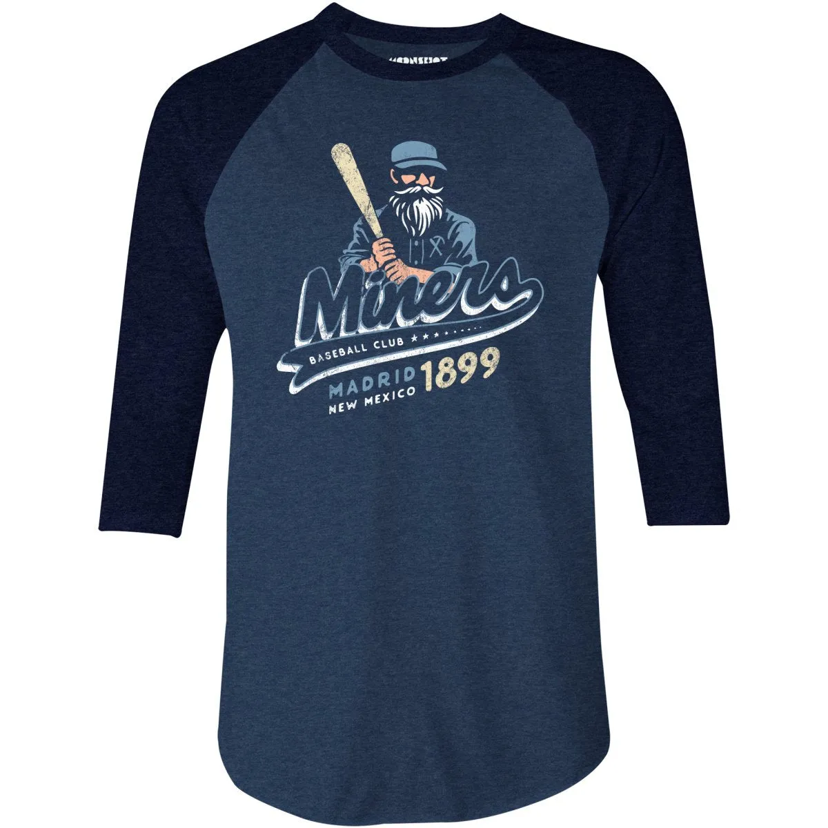 Madrid Miners - New Mexico - Vintage Defunct Baseball Teams - 3/4 Sleeve Raglan T-Shirt