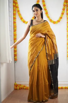Magnificat  Mustard Cotton Silk Saree With Imbrication Blouse Piece
