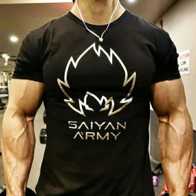 Men Running Breathable Cotton t shirt Gym Fitness Workout Training Short sleeve T-shirts