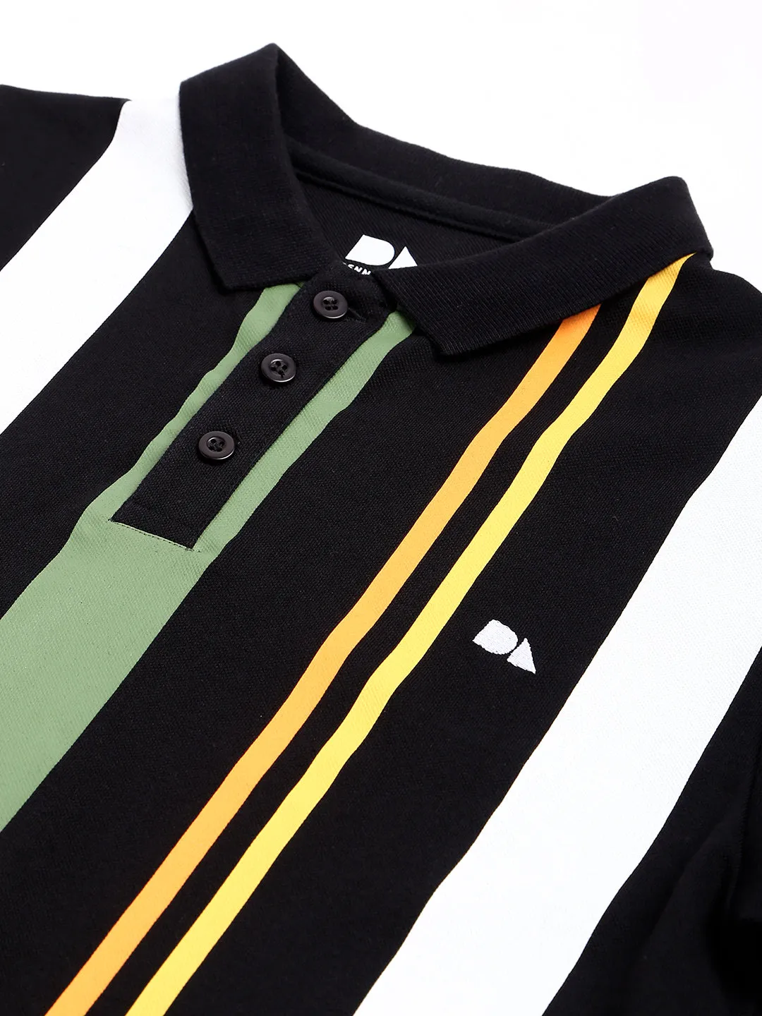 Men's Casual Slim Fit Polo Neck T-Shirt Half Sleeves Striped Pure Cotton T-Shirt