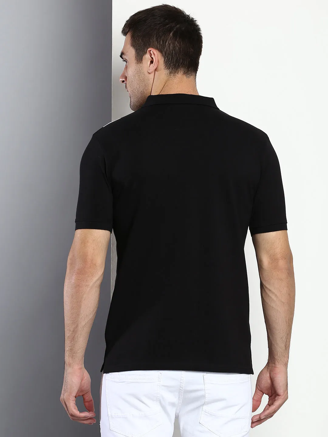 Men's Casual Slim Fit Polo Neck T-Shirt Half Sleeves Striped Pure Cotton T-Shirt