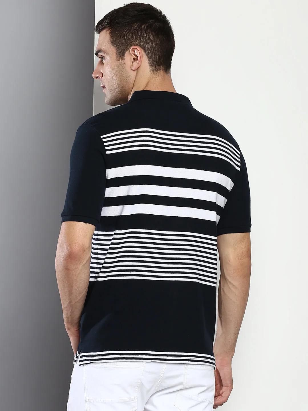 Men's Navy Slim Fit Cotton Polo Tshirt