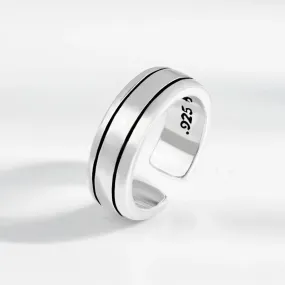 NBNB 2023 Minimalism Punk Ring For Men Retro Silver Color Vintage Women Adjustable Open Ring Hip-hop Finger Jewelry Party Gift