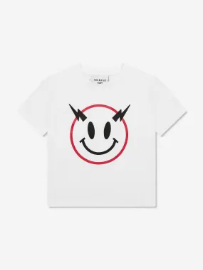 Neil Barrett Boys Smiley Face T-Shirt in White