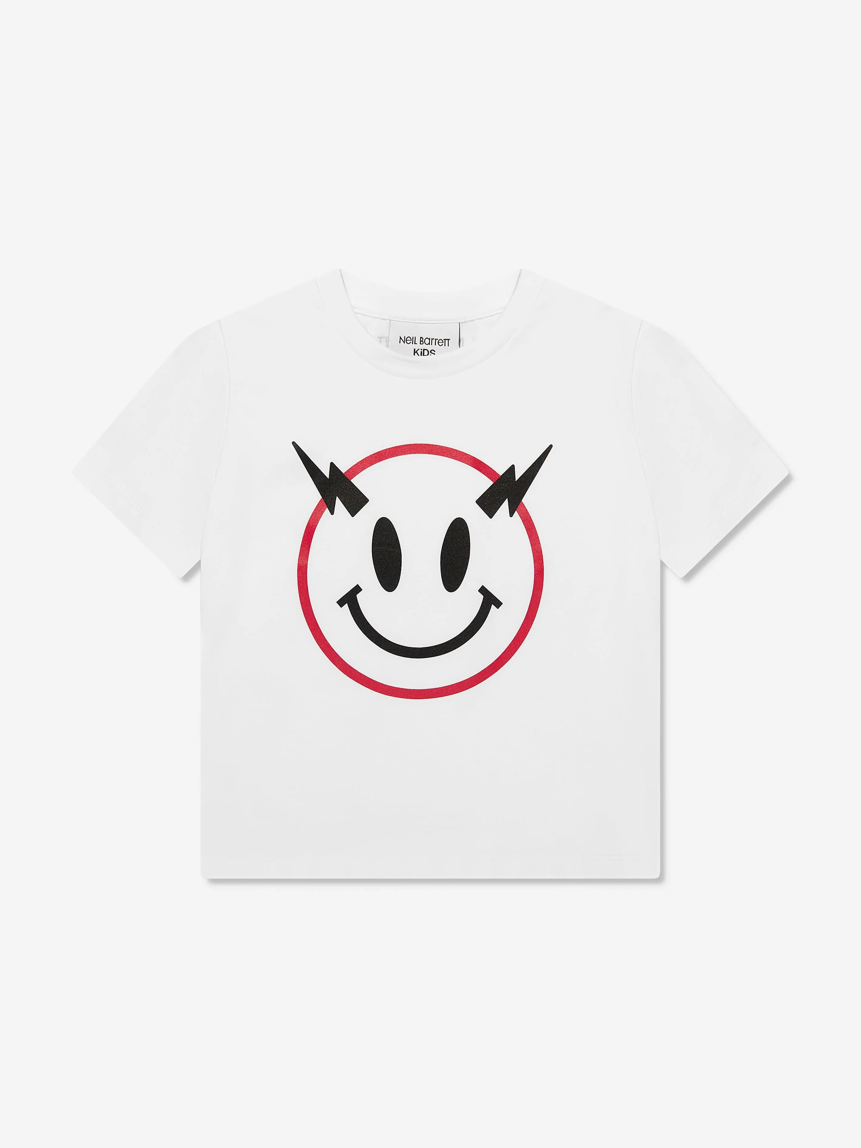 Neil Barrett Boys Smiley Face T-Shirt in White