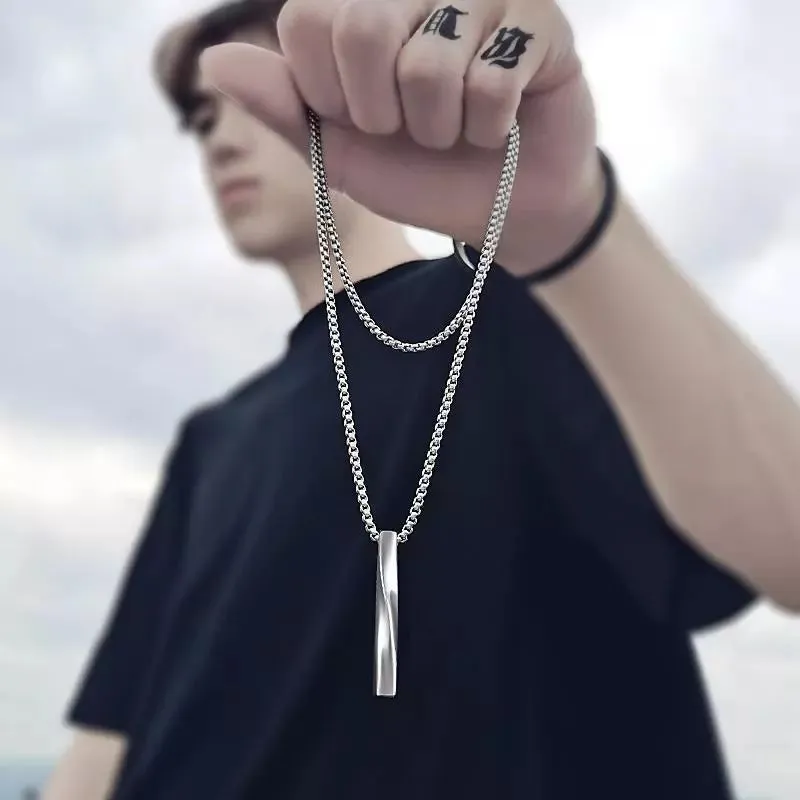 New Spiral Fashion Necklace Simple Personality Hip Hop Men Pendant Boy Pendant Titanium Steel Necklace Jewelry goth