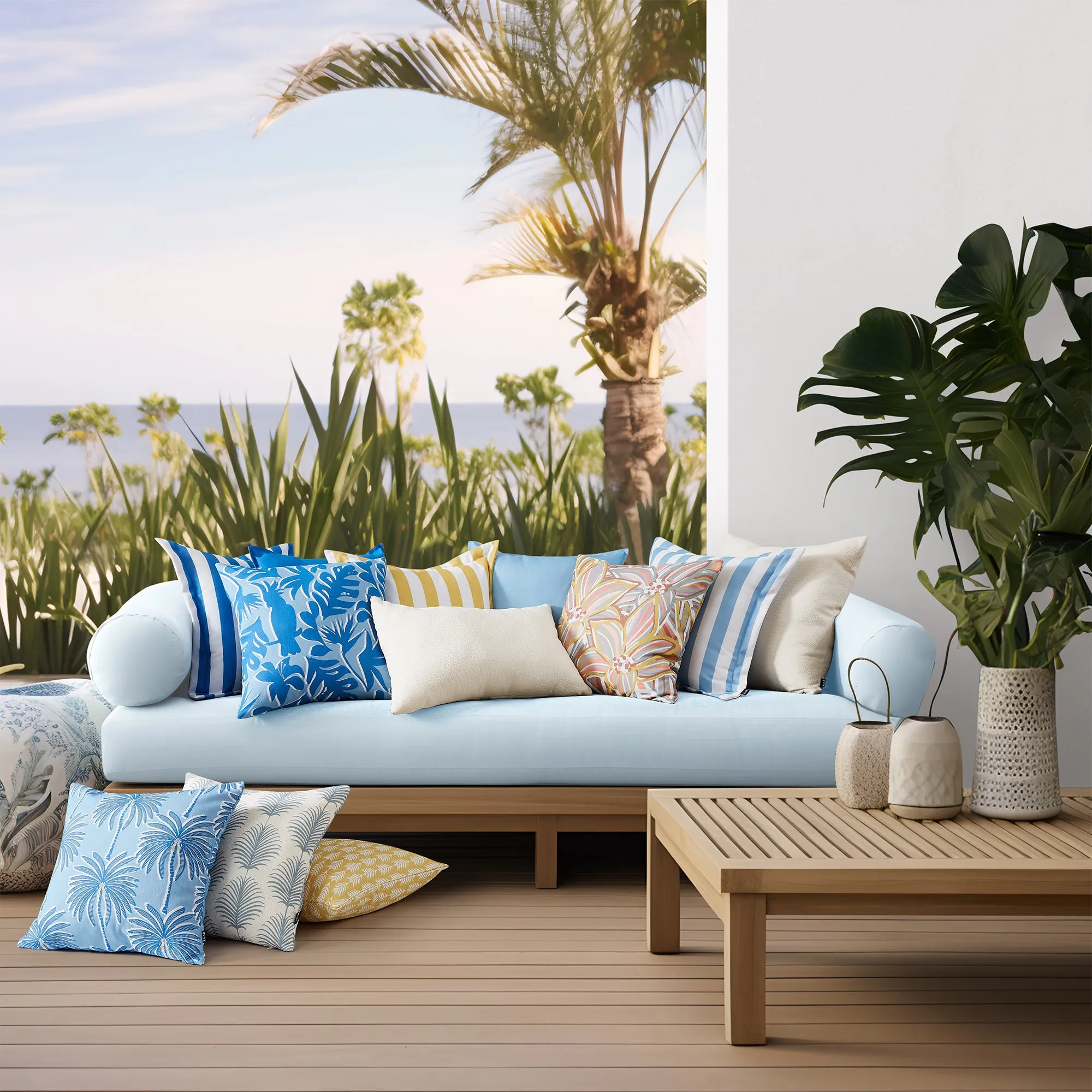 Noosa Stripe CLOUD Outdoor Cushion 50 x 50cm by Zaab