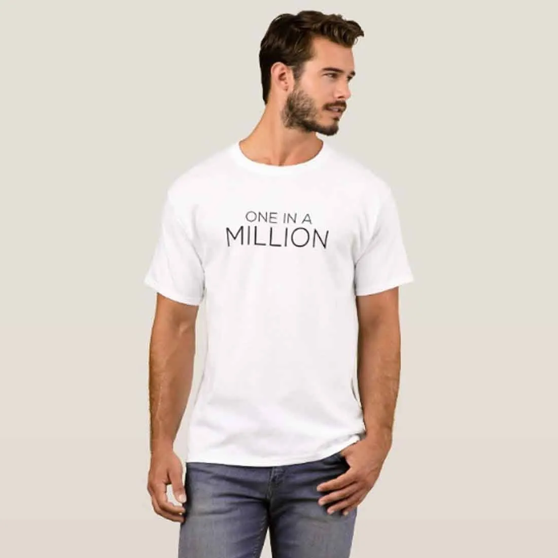 Nutcase Designer Round Neck Men's T-Shirt Wrinkle-Free Poly Cotton Tees - One in A Million