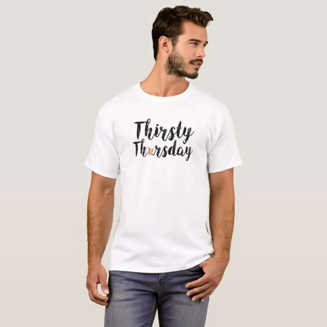 Nutcase Designer Round Neck Men's T-Shirt Wrinkle-Free Poly Cotton Tees - Thirsty Thursday
