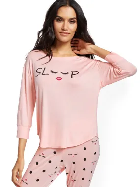 Pink 'Sleepy Eyes' Sleep Tee