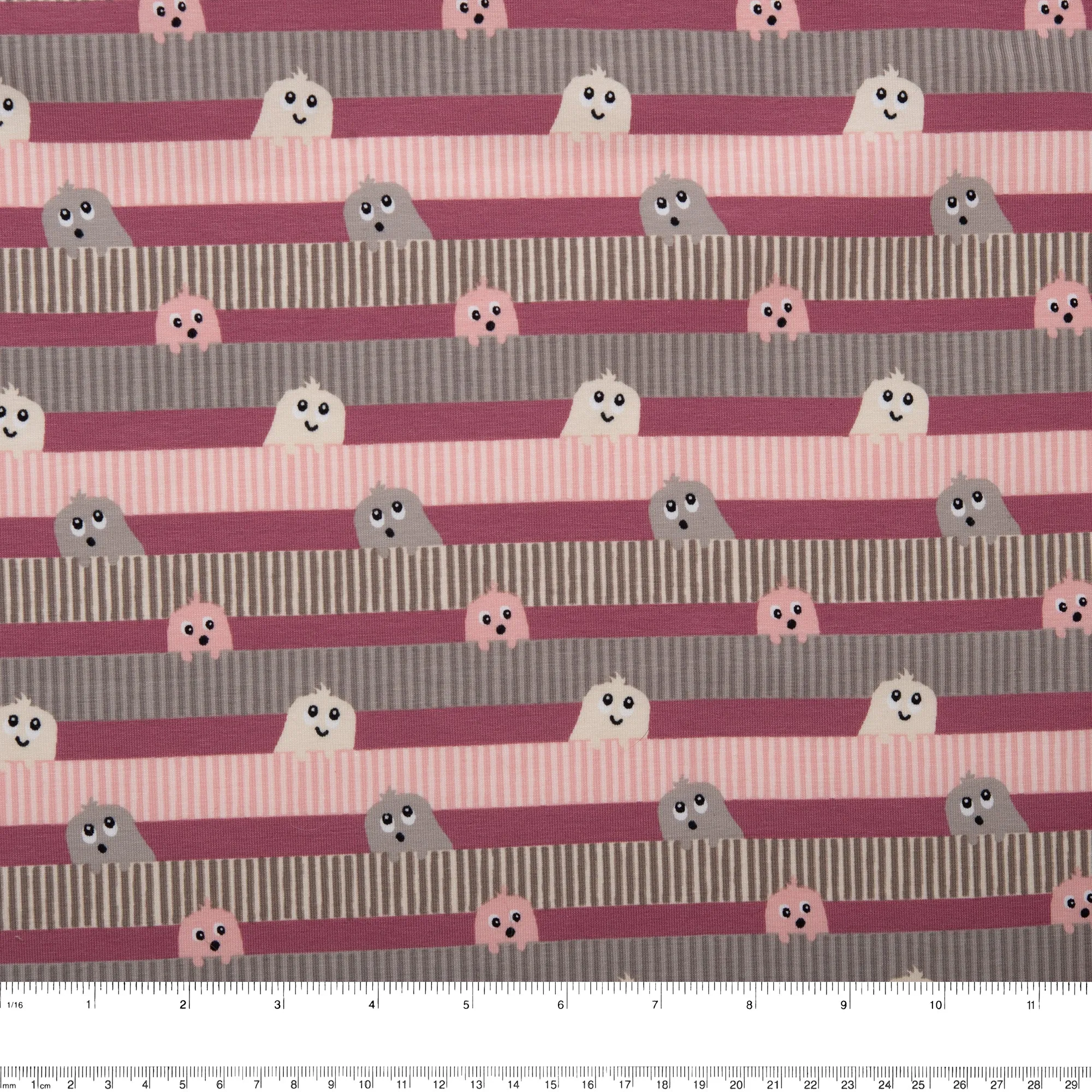 Printed knit - IMA-GINE F22 - Monsters wave - Pink