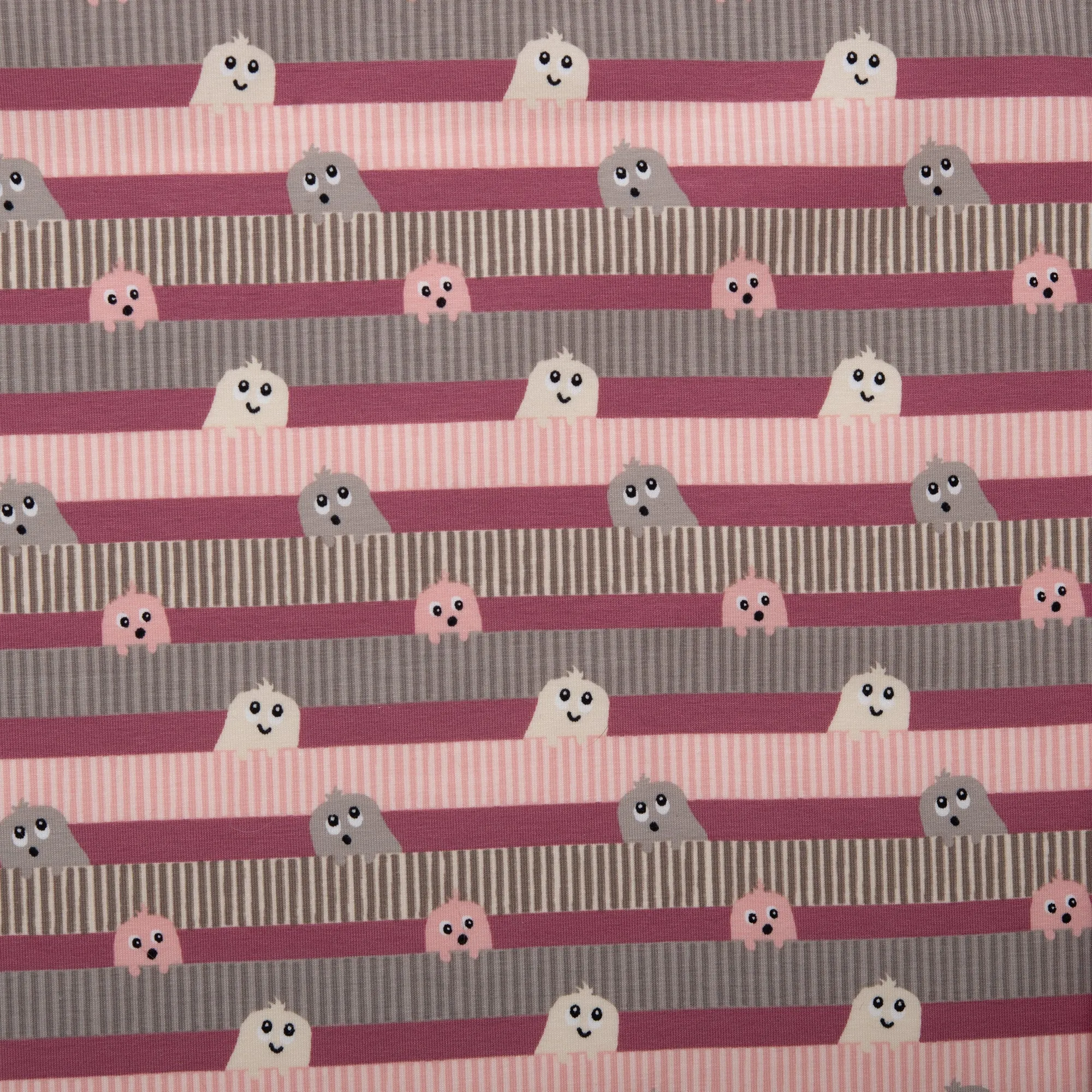 Printed knit - IMA-GINE F22 - Monsters wave - Pink
