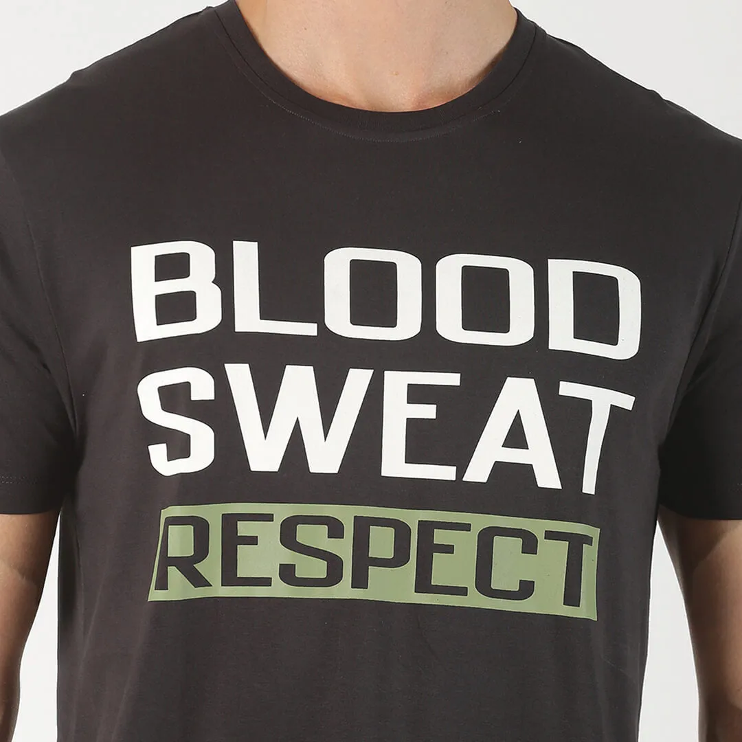 Printed T-shirt-Charcoal Grey