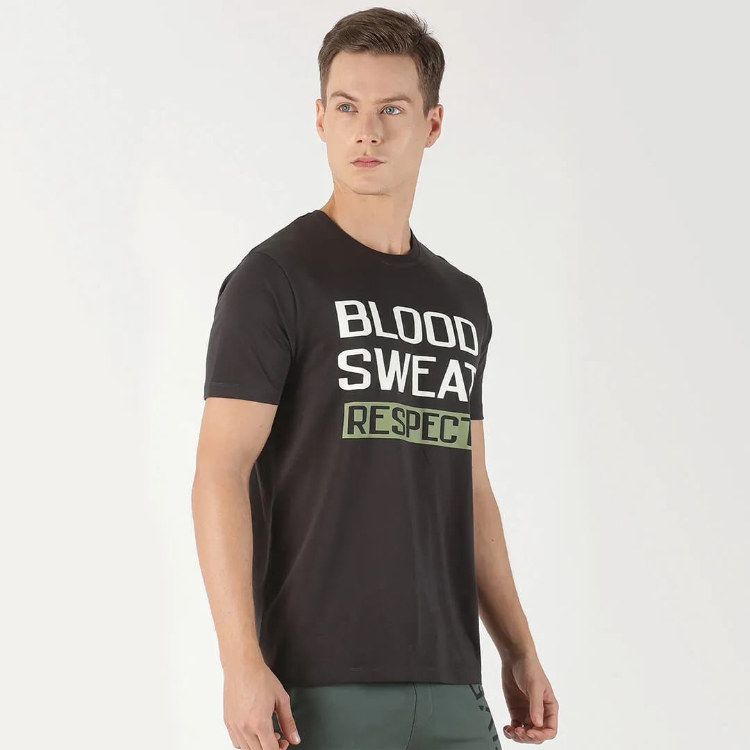 Printed T-shirt-Charcoal Grey