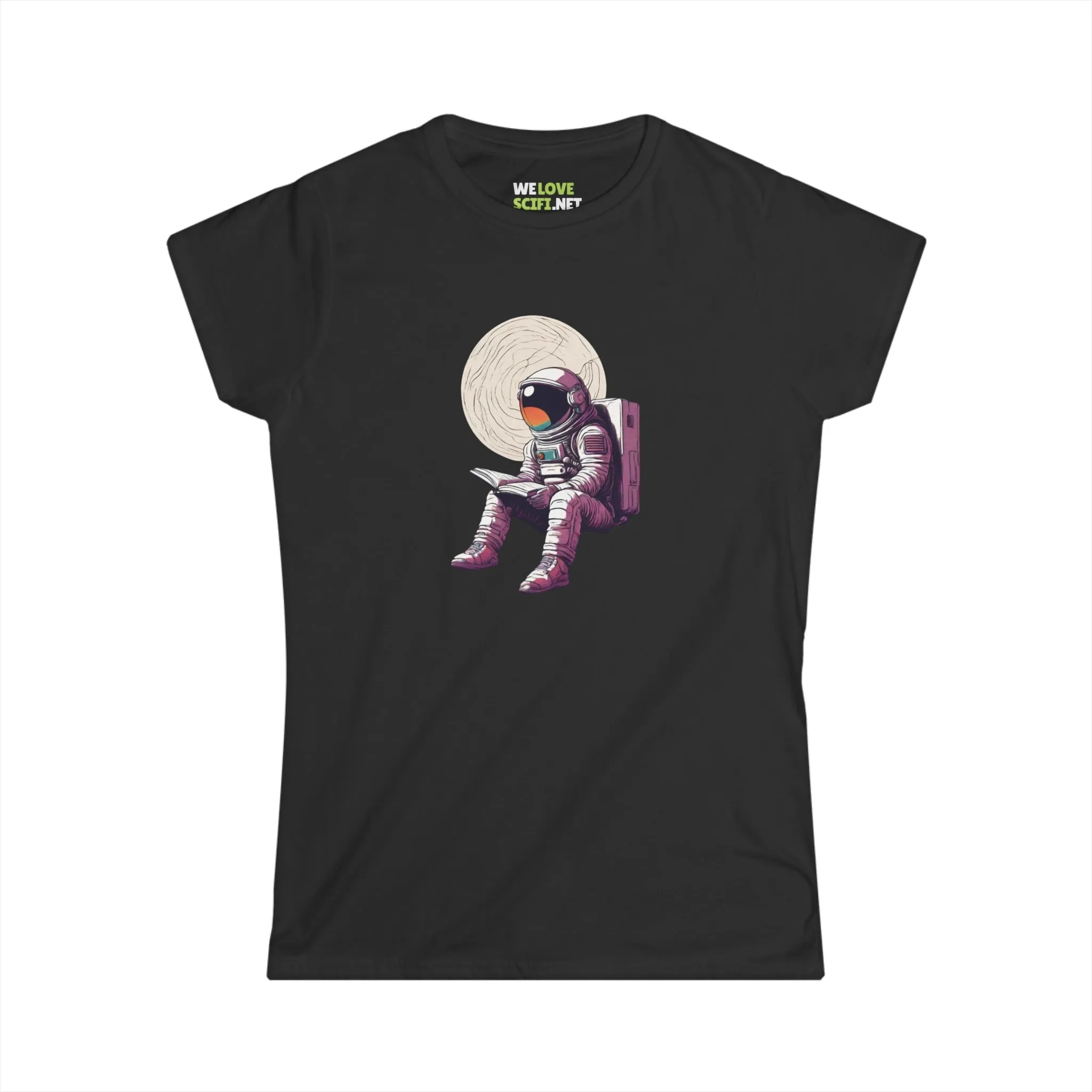 Read That Book SpaceArt Astronaut Woman's Tee