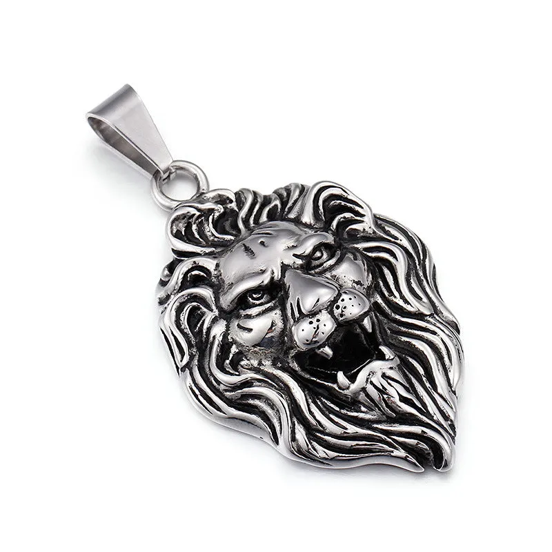 Regal Titanium Steel Lion Head Hip-Hop Pendant for Stylish Men