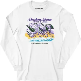 Shoreham Norman Hotels & Villas - Miami, FL - Vintage Hotel - Long Sleeve T-Shirt