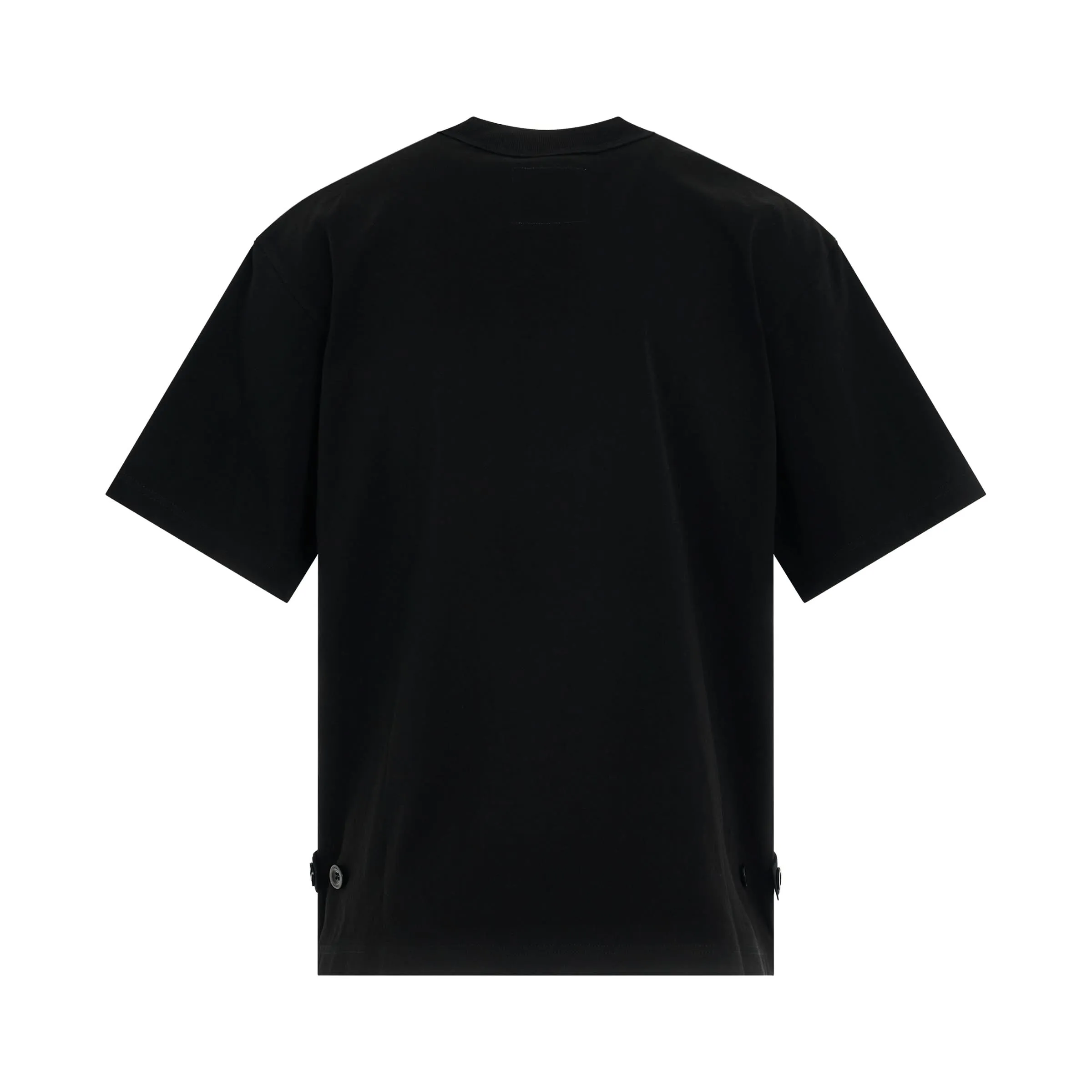 Side Zip Cotton Jersey T-Shirt in Black