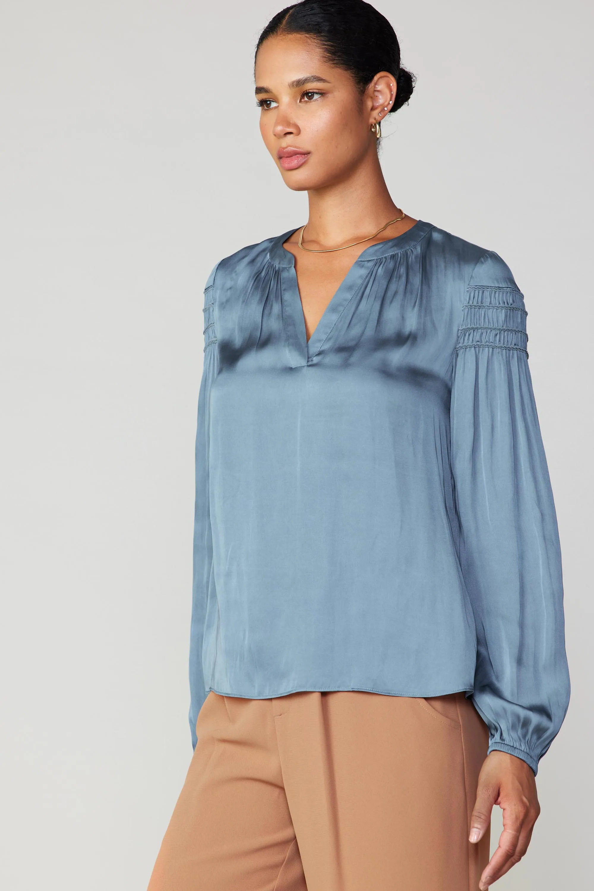 Smocked Sleeve Blouse