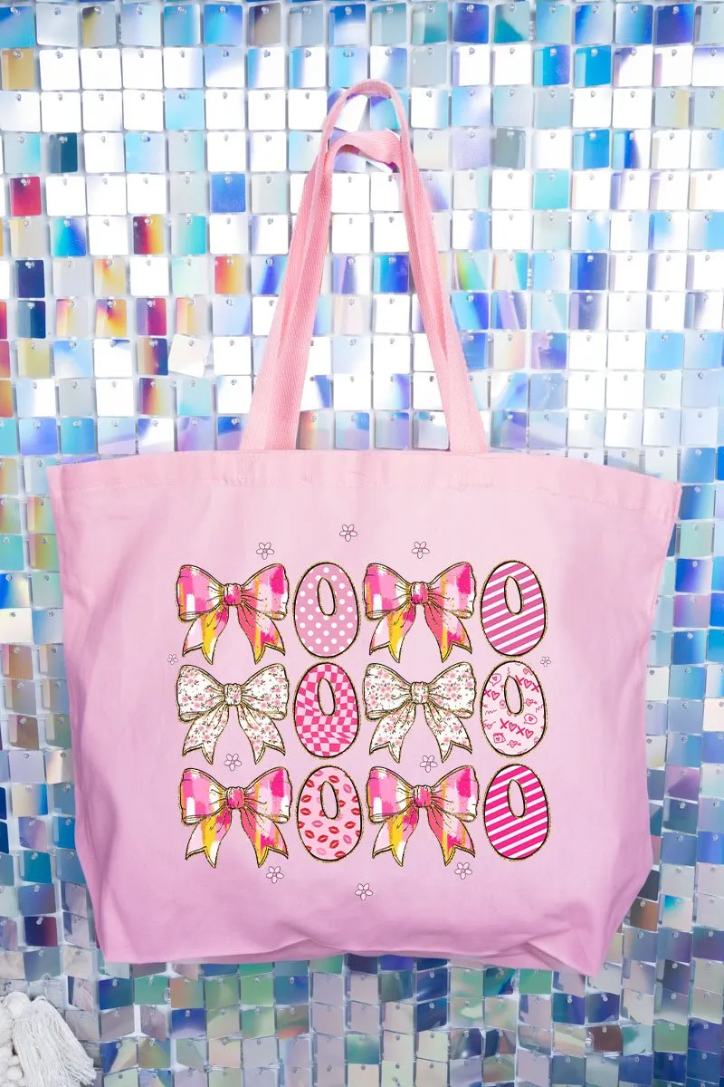 Stacked Coquette XOXO Canvas Jumbo Tote
