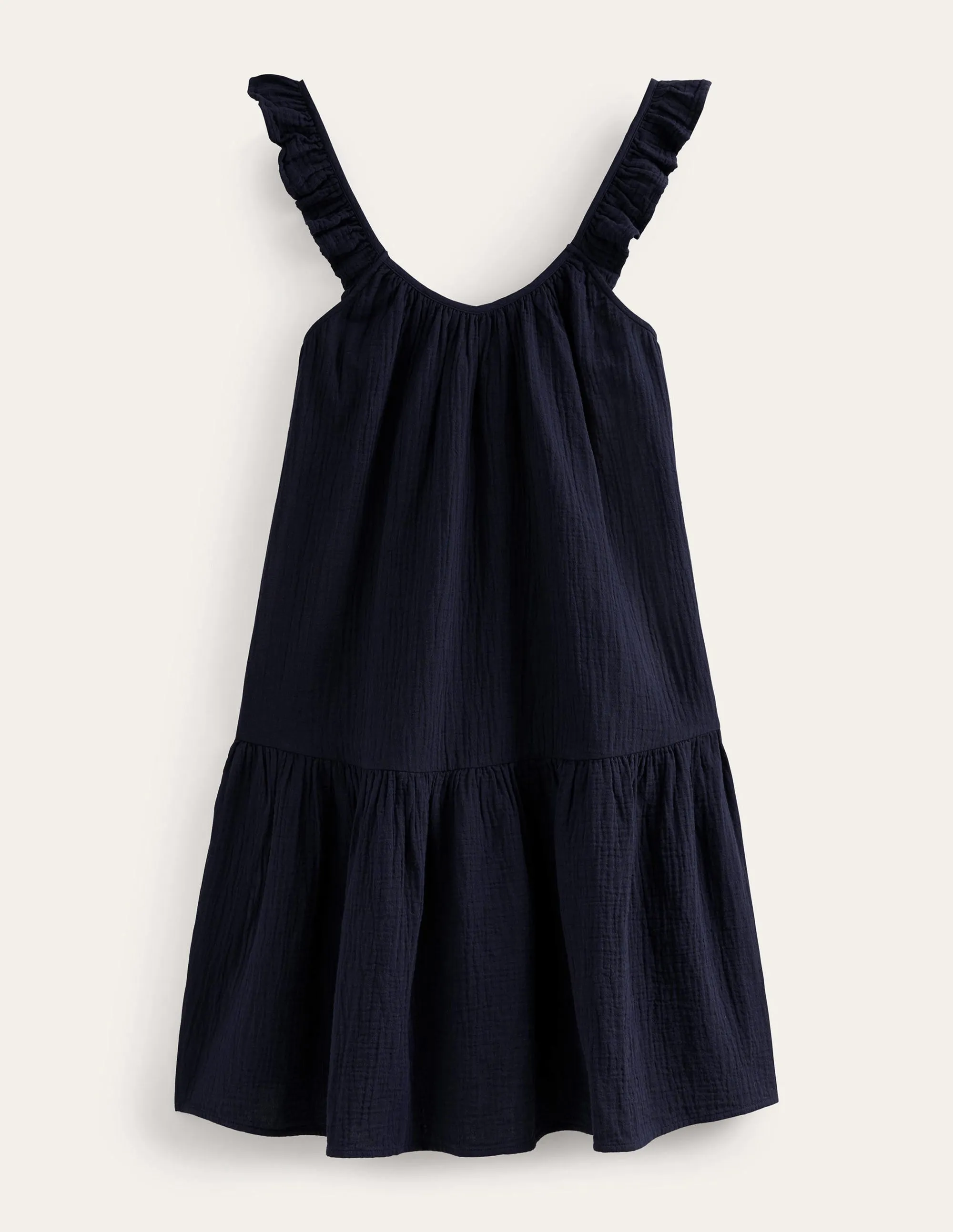 Strappy Cheesecloth Dress-Navy