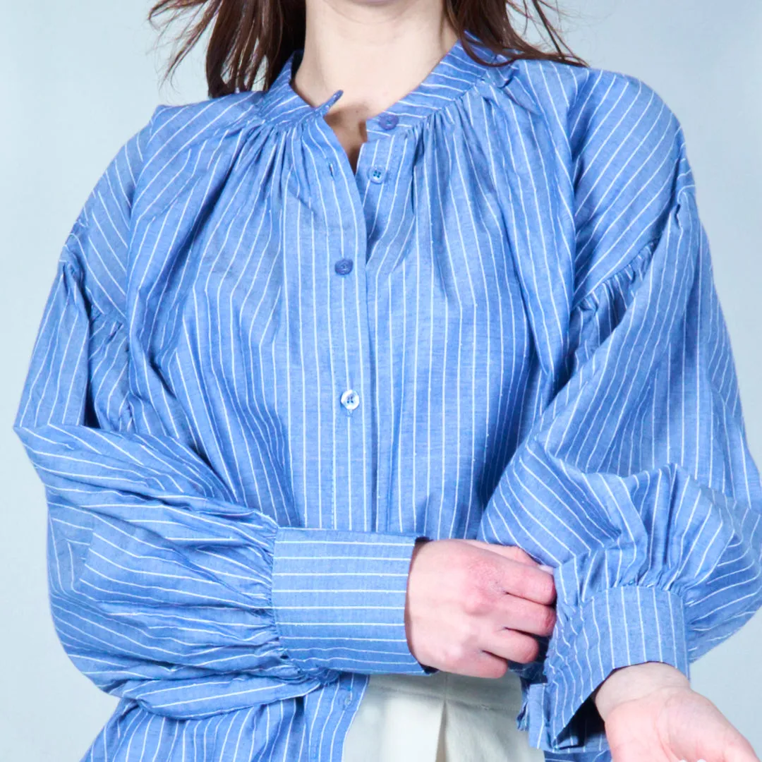 Striped blouse with gathered details wholesale