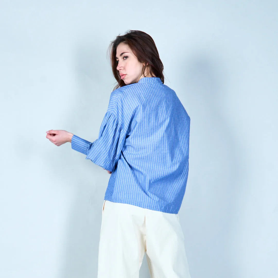 Striped blouse with gathered details wholesale