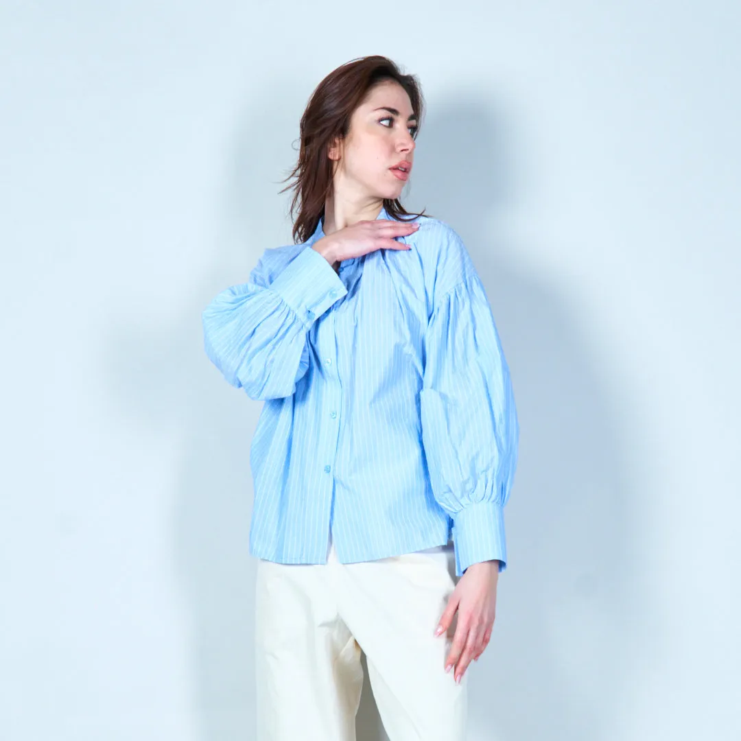 Striped blouse with gathered details wholesale