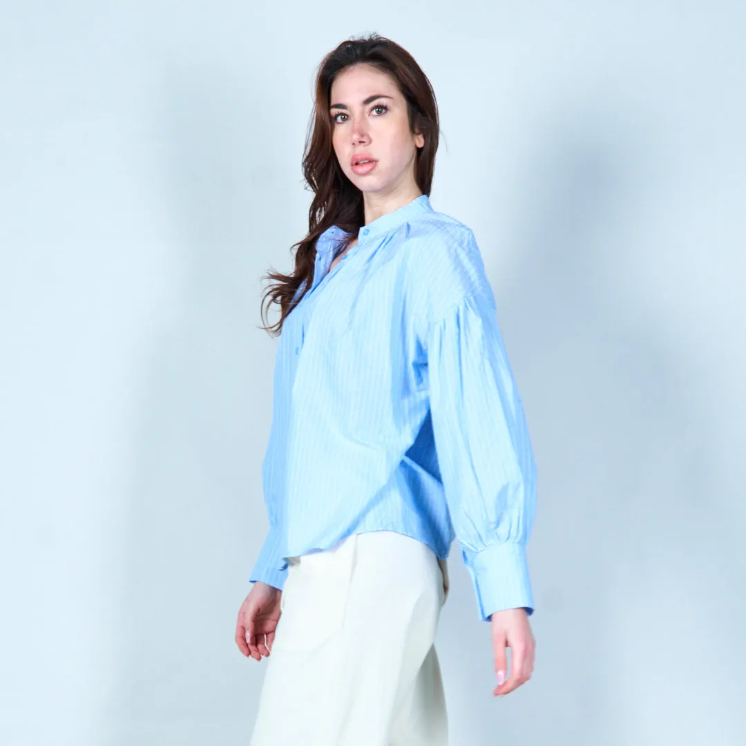 Striped blouse with gathered details wholesale