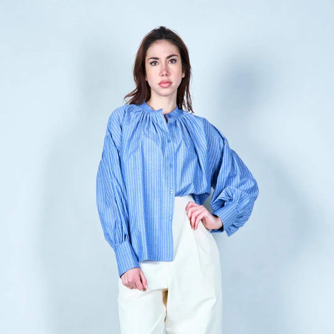 Striped blouse with gathered details wholesale
