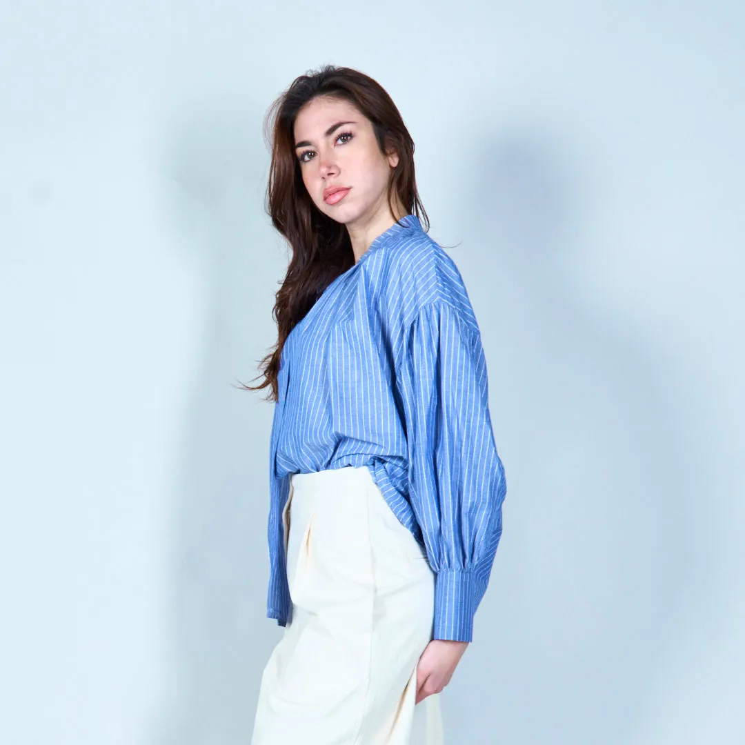Striped blouse with gathered details wholesale