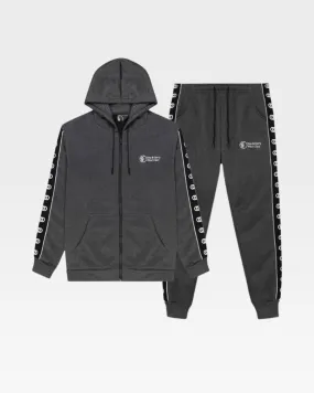 Striped Sleeve Track Suit in Black & Grey