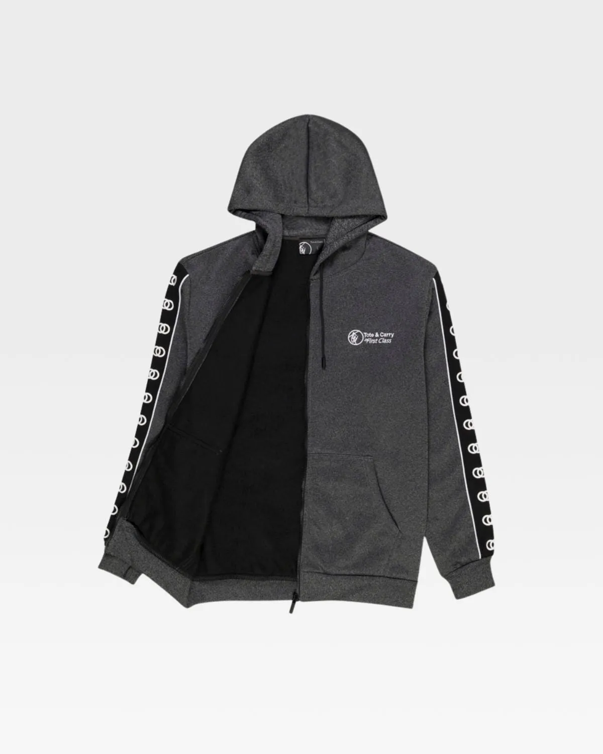 Striped Sleeve Track Suit in Black & Grey