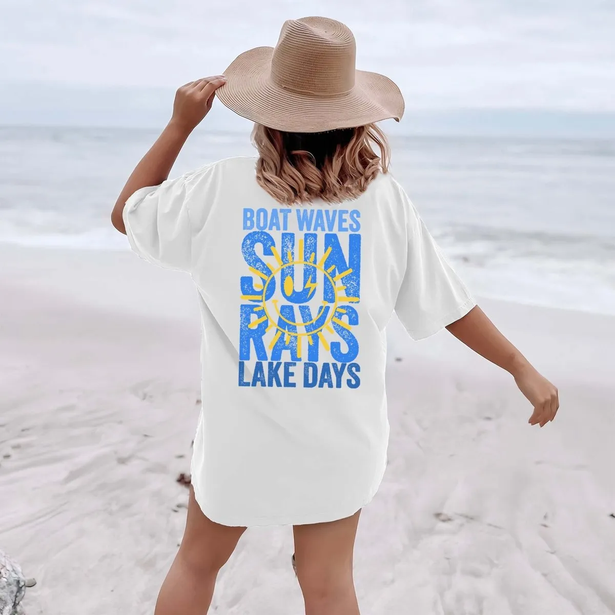 Sun Rays Lake Days Blue Back Design Comfort Color Tee