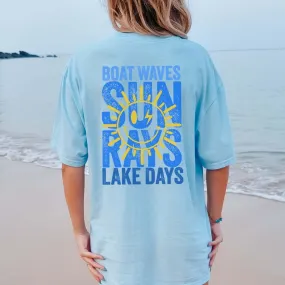 Sun Rays Lake Days Blue Back Design Comfort Color Tee