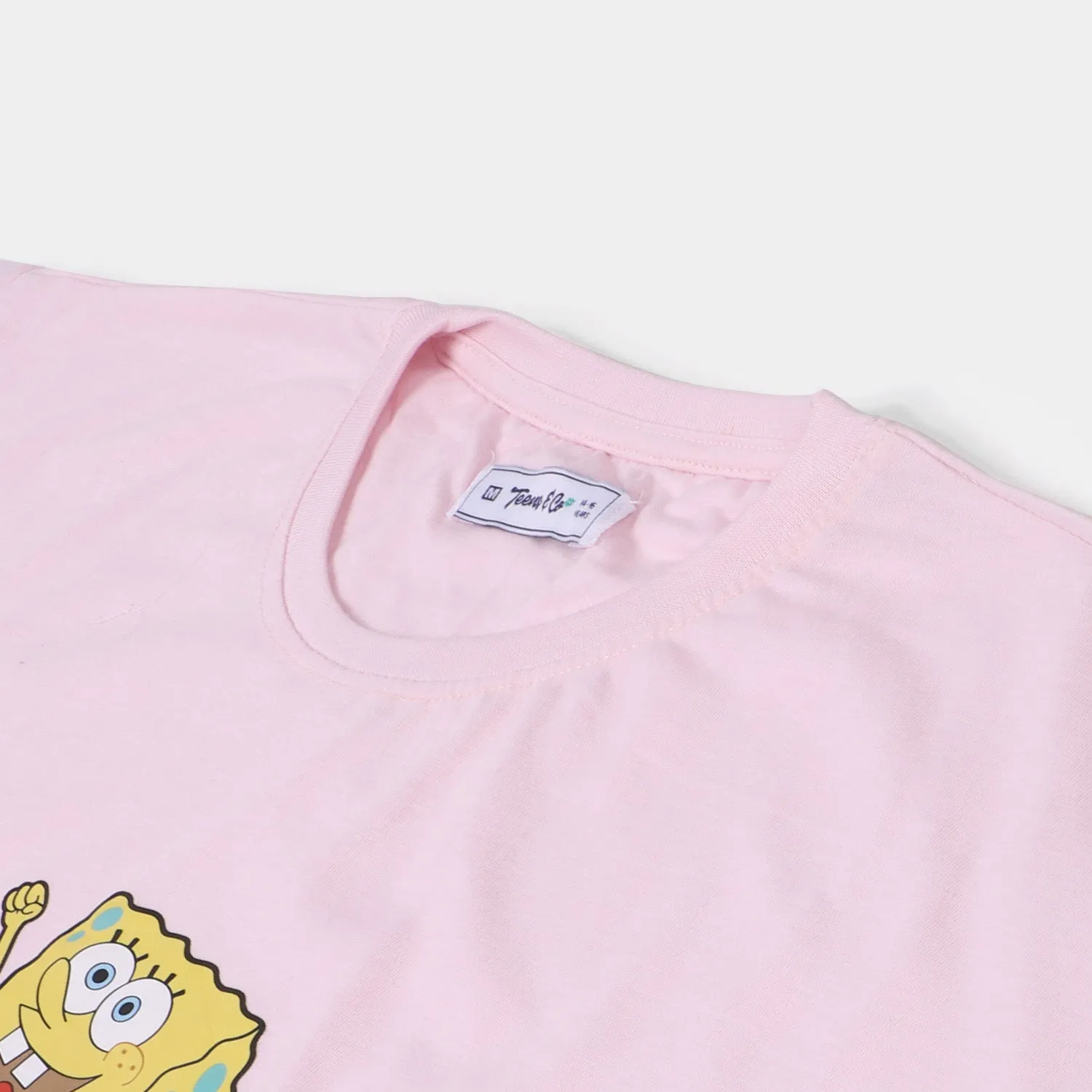 Teens Girls Cotton T-shirt Character - Light Pink