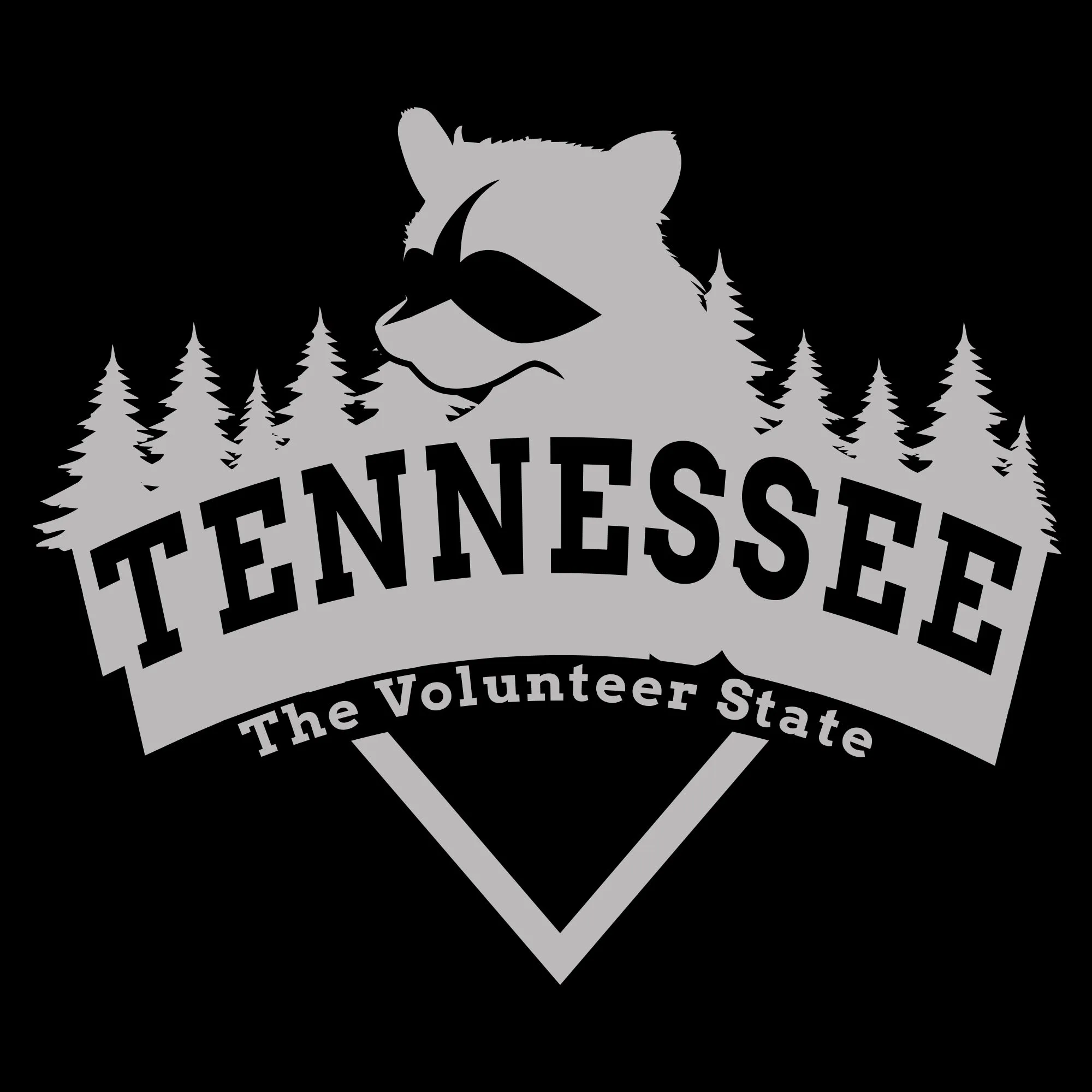 Tennessee Racoon Arch T-Shirt - Black