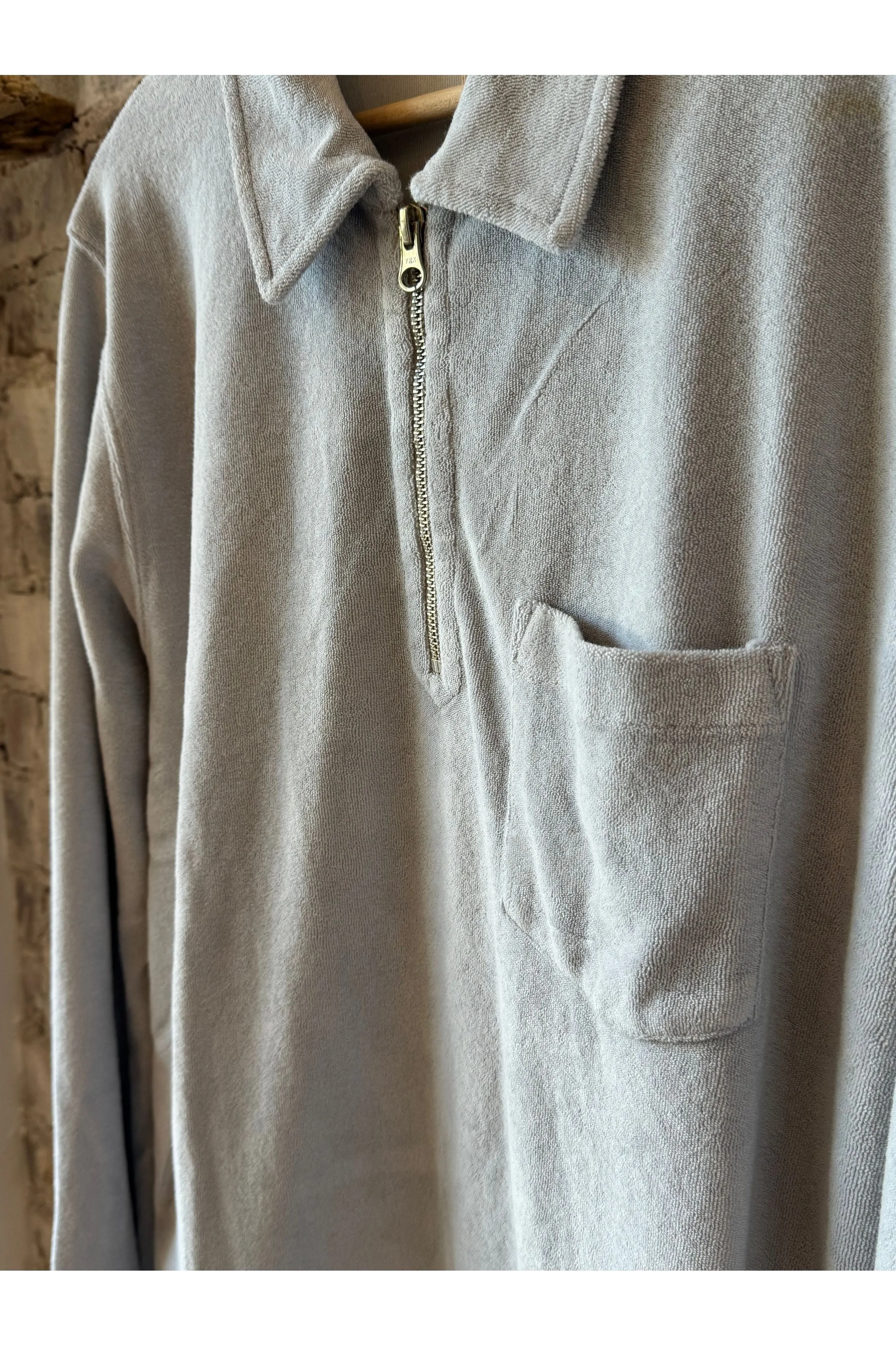 Terry Zip Sweatshirt - Silver