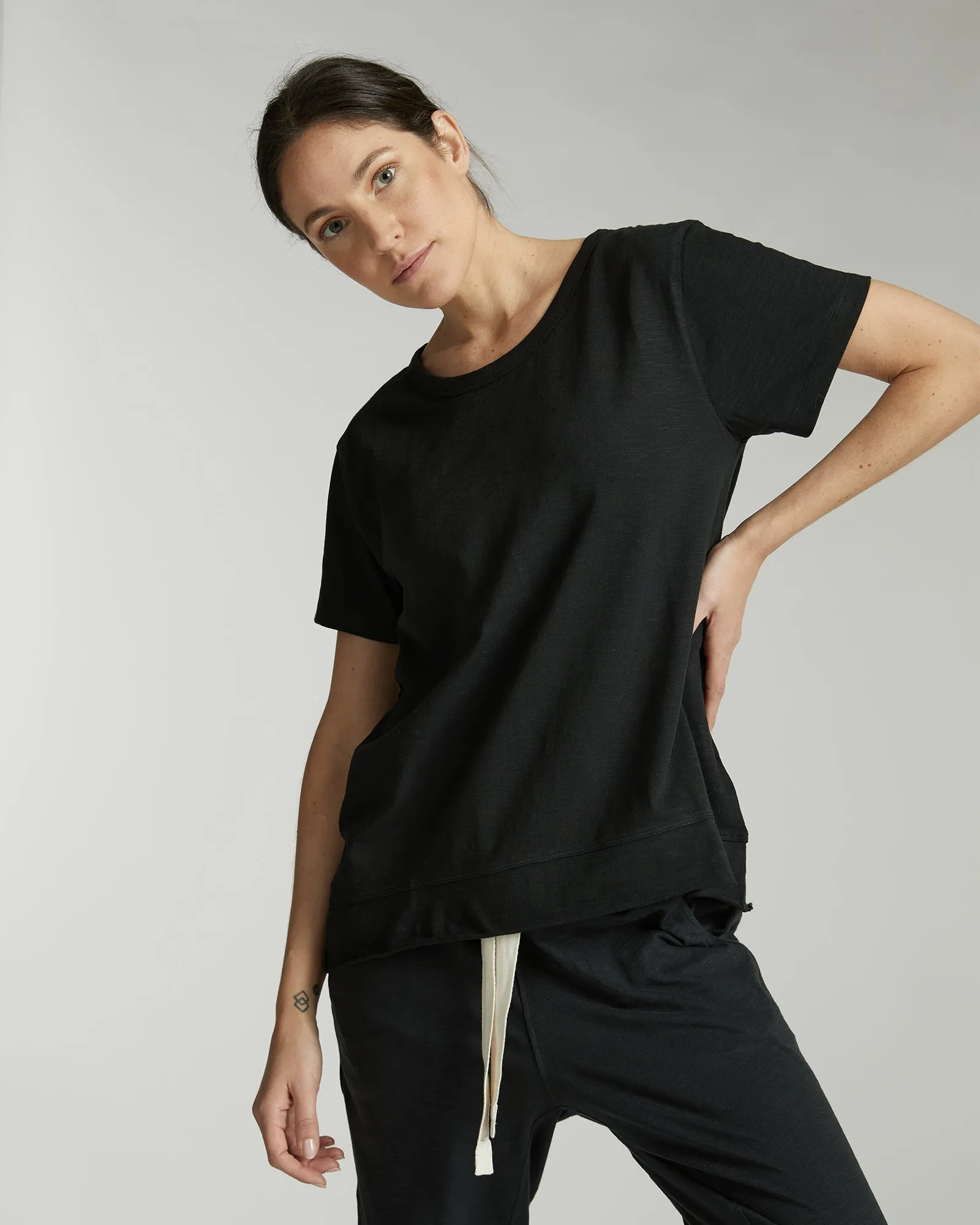 The Raw Hem Slub Tee | Squid Ink