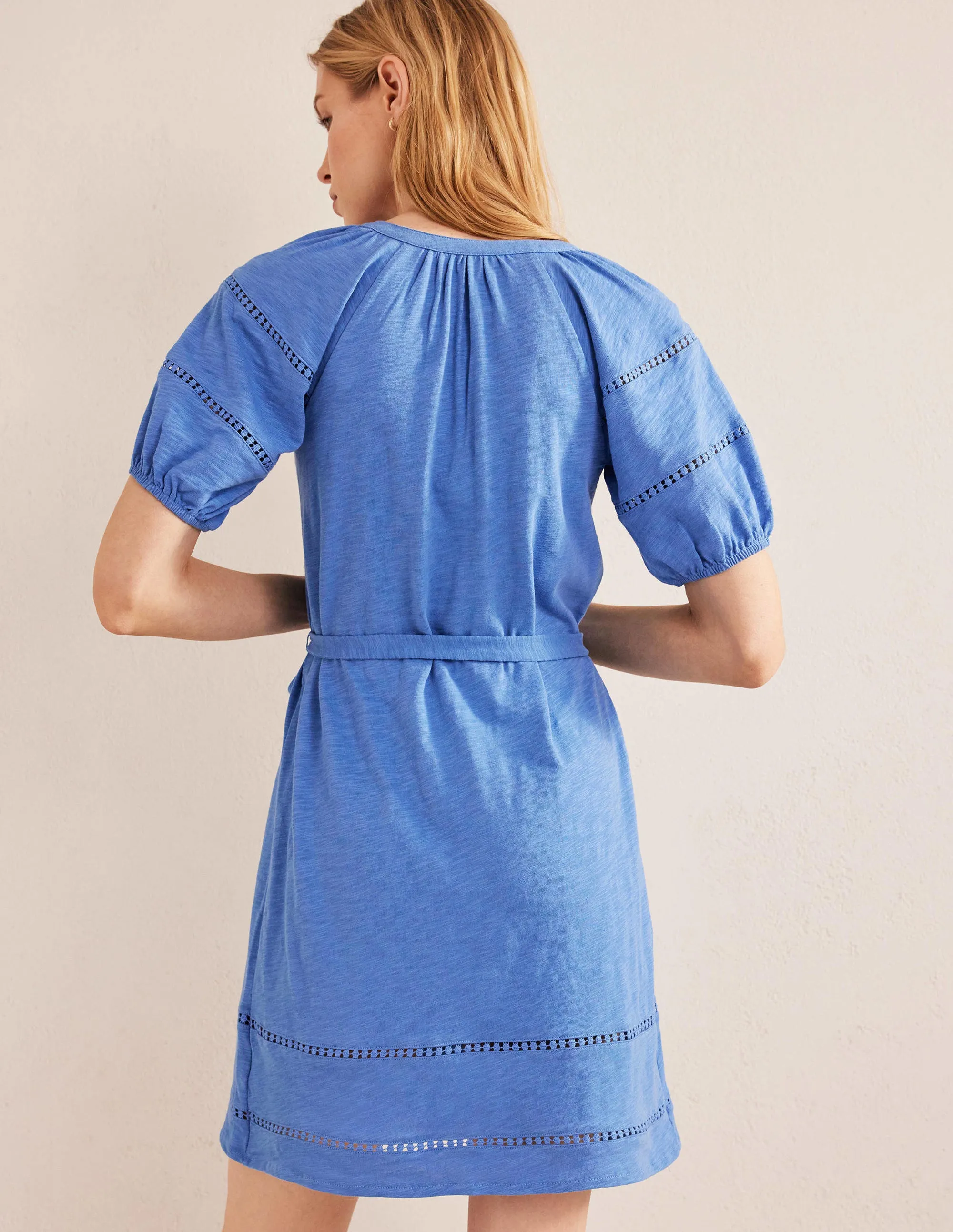 Trim Detail Jersey Dress-Porcelain Blue