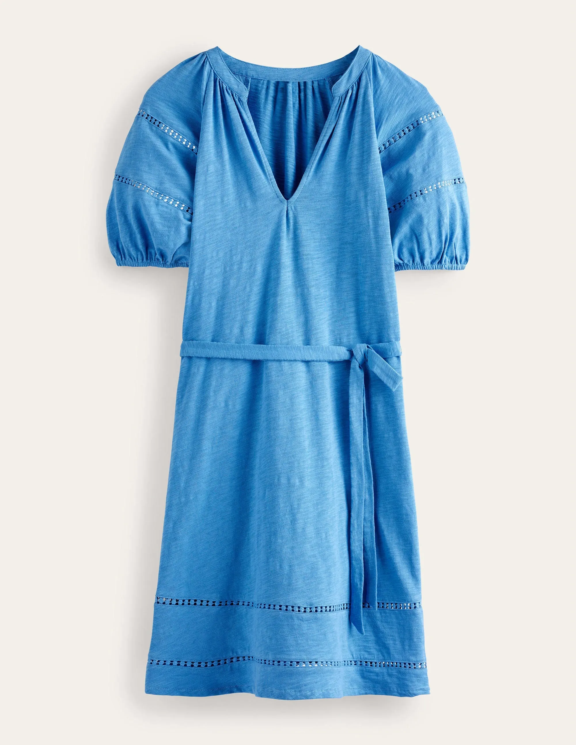 Trim Detail Jersey Dress-Porcelain Blue