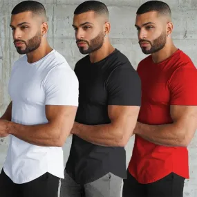 Unisex Curved Longline Hip Hop T-Shirt - Trendy Loose Fit for Men and Women
