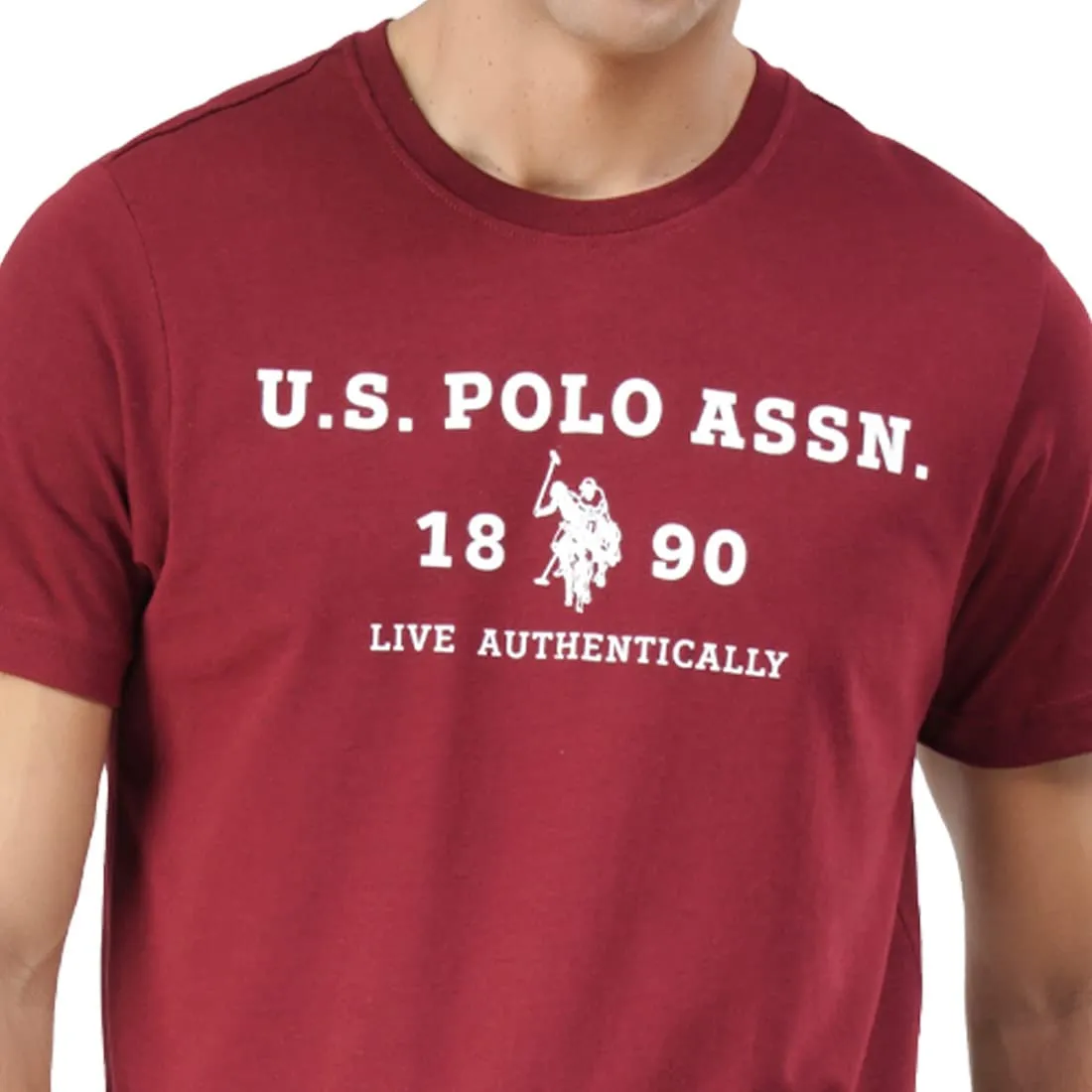 U.S. Polo Assn. Men Comfort Fit Brand Print I683 T-Shirt - Pack Of 1 (RED L)